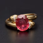 18ct Yellow Gold Oval Ruby & Diamond Ring