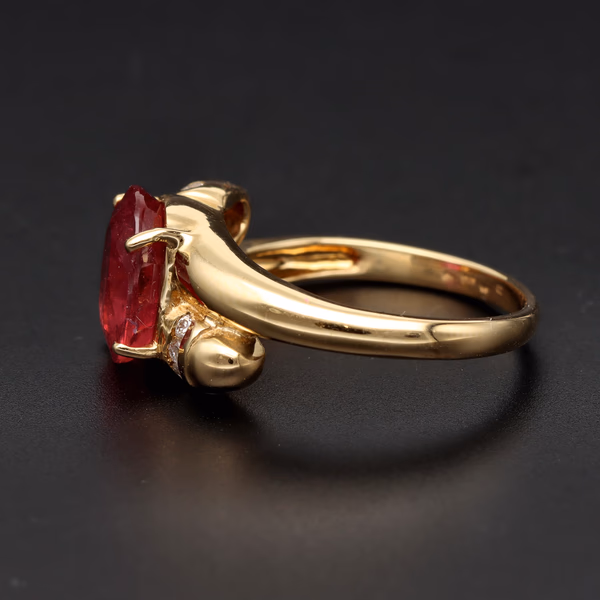 18ct Yellow Gold Oval Ruby & Diamond Ring