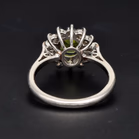 Platinum Peridot & Diamond Cluster Ring