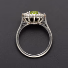 Platinum Peridot & Diamond Cluster Ring
