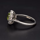 Platinum Peridot & Diamond Cluster Ring