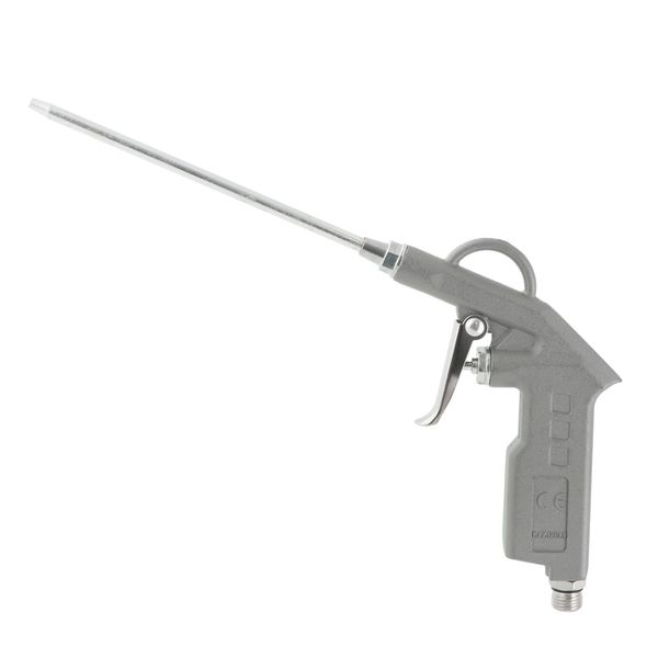 Blaaspistool aluminium met lange nozzle 160 mm en insteeknippels max 12 bar in blister