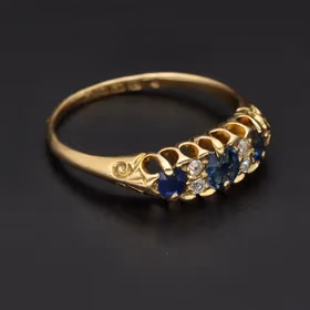 18ct Gold Sapphire and Diamond Gypsy Ring