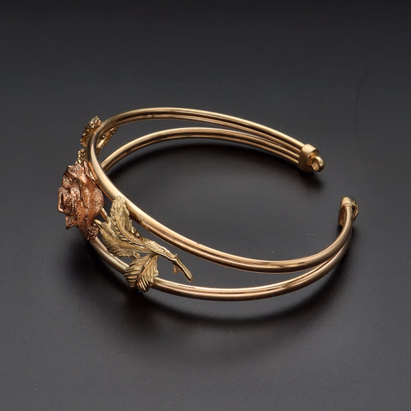 Heavy 9ct Rose and Yellow Gold Bangle