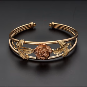 Heavy 9ct Rose and Yellow Gold Bangle