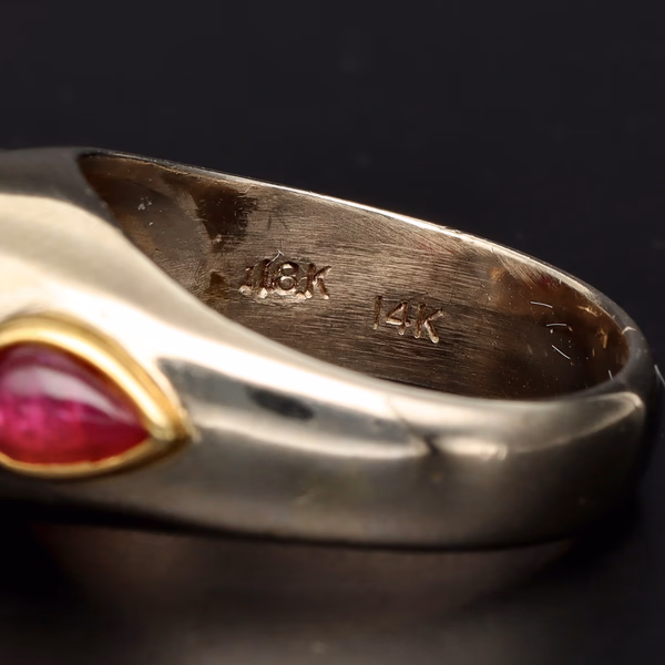 Star Sapphire & Ruby Two Tone Gold Ring