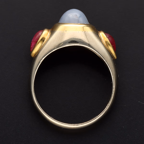 Star Sapphire & Ruby Two Tone Gold Ring