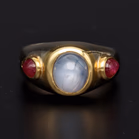 Star Sapphire & Ruby Two Tone Gold Ring