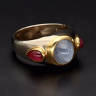 Star Sapphire & Ruby Two Tone Gold Ring