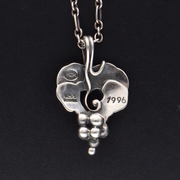 Limited Edition Vintage Danish Sterling Silver "Grape" Design Pendant Necklace