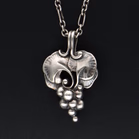 Limited Edition Vintage Danish Sterling Silver "Grape" Design Pendant Necklace