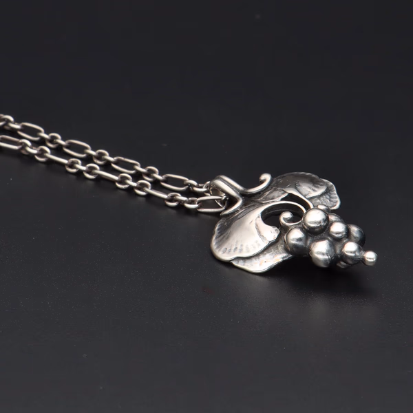 Limited Edition Vintage Danish Sterling Silver "Grape" Design Pendant Necklace
