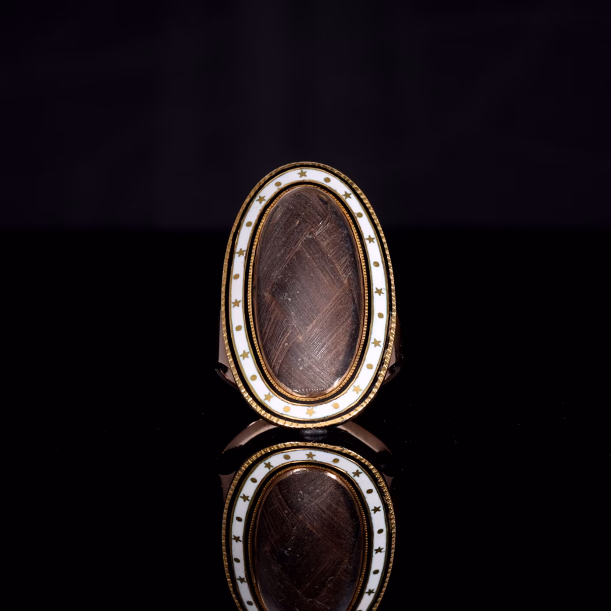 360° view of The Antique Georgian 1792 White Enamel Stars and Hairwork Mourning Ring