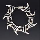 Rare Modernist Danish Sterling Silver and Black Enamel Angel Fish Bracelet