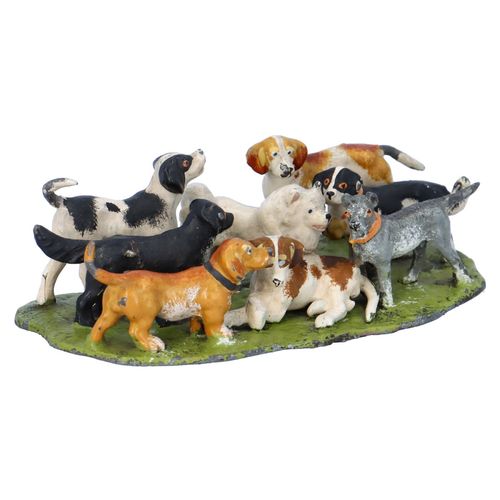 Cold Painted Spelter Group of Dogs image-1