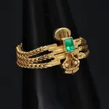 18ct Yellow Gold Emerald Set Chain Ring