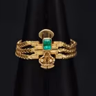 18ct Yellow Gold Emerald Set Chain Ring
