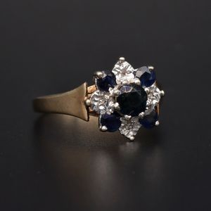 9ct Gold Diamond and Sapphire Ring