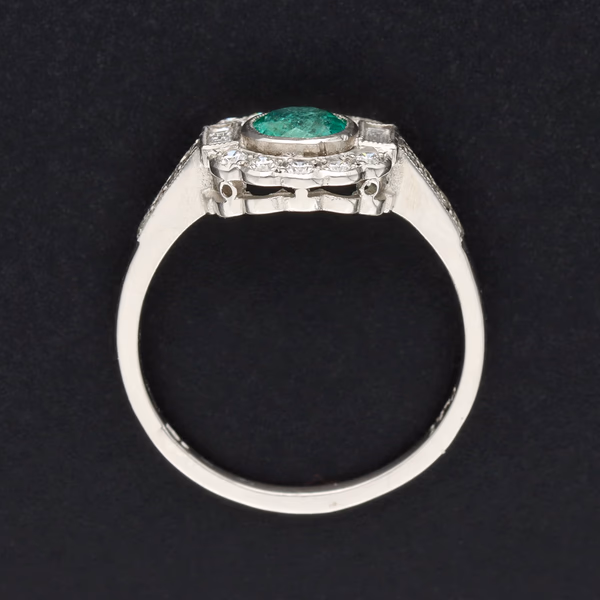 Platinum Emerald & Diamond Ring