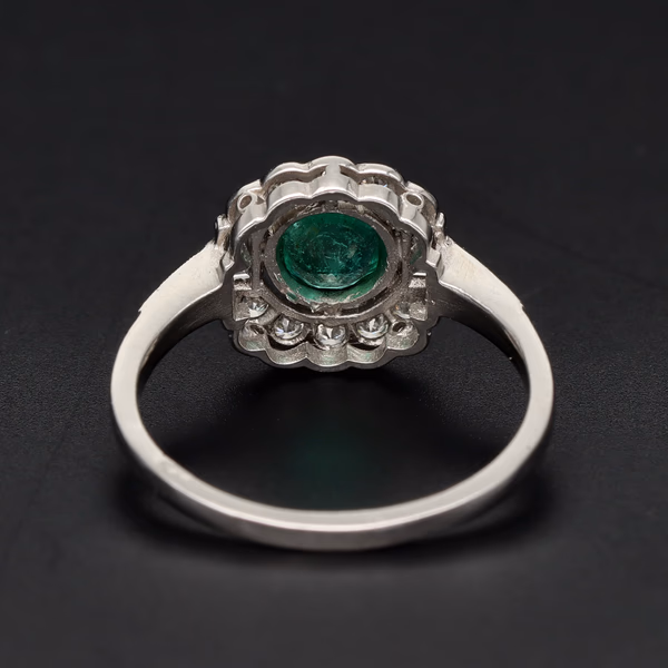 Platinum Emerald & Diamond Ring