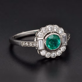 Platinum Emerald & Diamond Ring