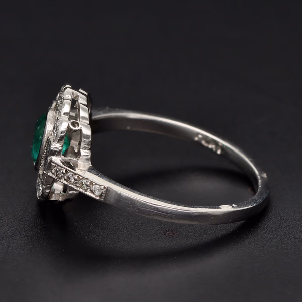 Platinum Emerald & Diamond Ring