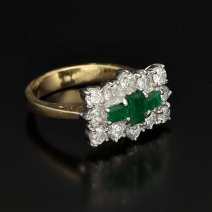 Diamond and Emerald Cluster Ring