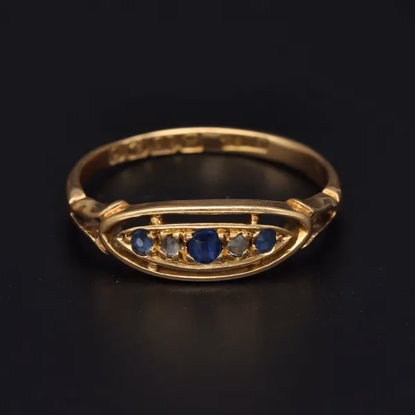 Antique 18ct Sapphire Diamond Ring