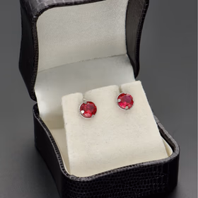 14ct White Gold Ruby Stud Earrings