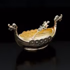 Norwegian Vermeil Silver Longship Salt Cellar