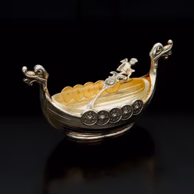 Norwegian Vermeil Silver Longship Salt Cellar