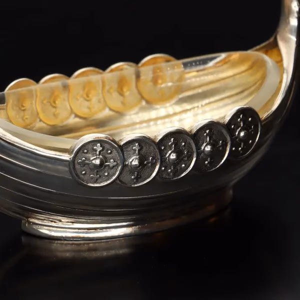 Norwegian Vermeil Silver Longship Salt Cellar