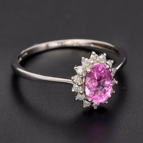 9ct White Gold Pink Sapphire and Diamond Ring