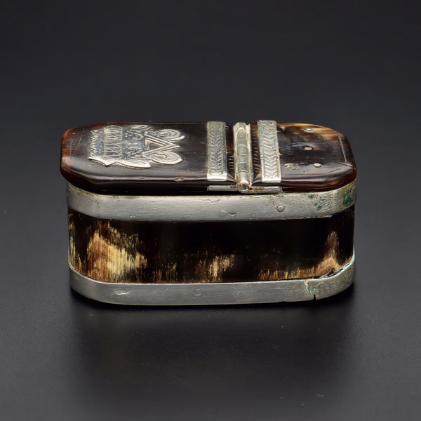 Horn and White Metal Snuff Box