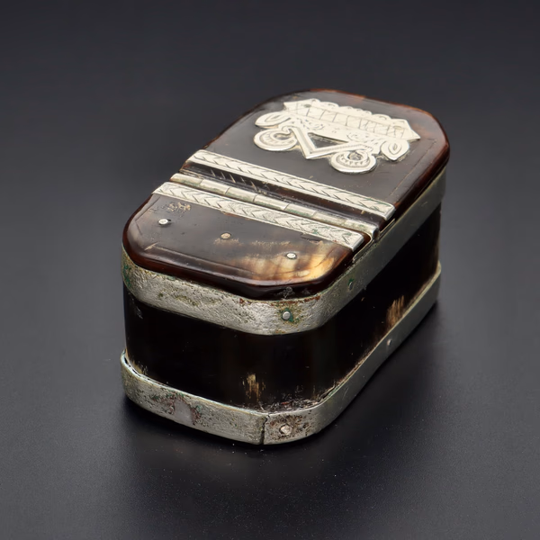 Horn and White Metal Snuff Box