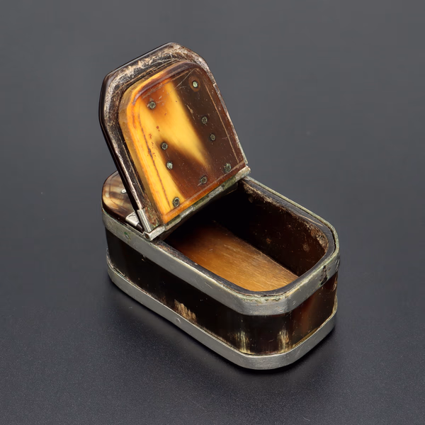 Horn and White Metal Snuff Box