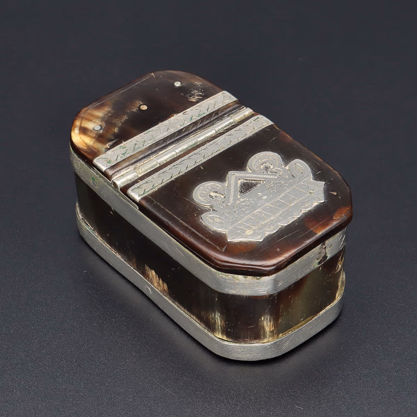 Horn and White Metal Snuff Box