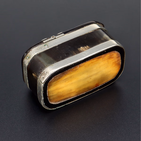 Horn and White Metal Snuff Box