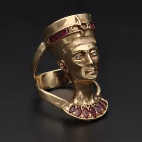 Retro 14ct Gold Ruby Diamond Cleopatra Ring