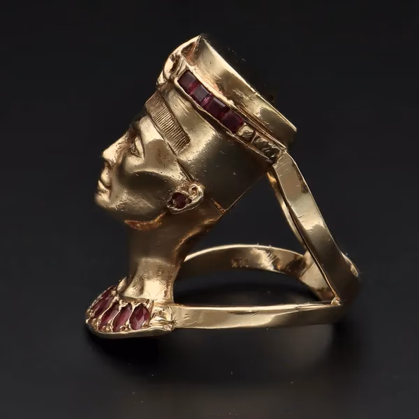 Retro 14ct Gold Ruby Diamond Cleopatra Ring
