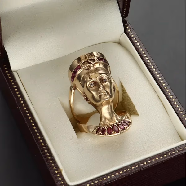 Retro 14ct Gold Ruby Diamond Cleopatra Ring