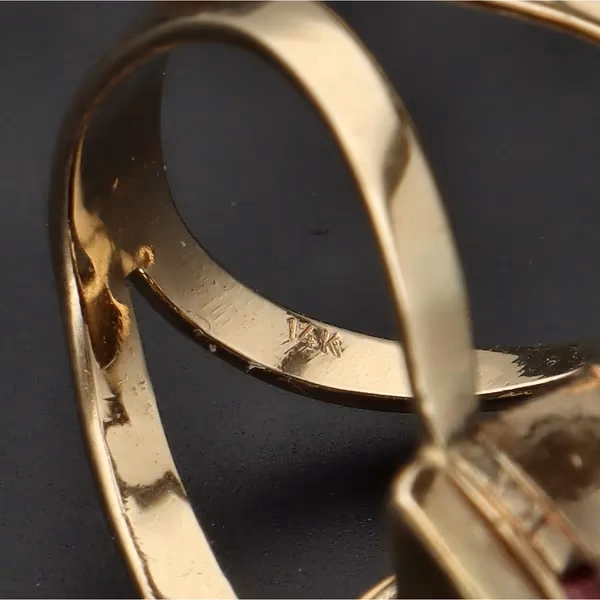 Retro 14ct Gold Ruby Diamond Cleopatra Ring