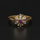 18ct Gold Ruby Diamond Vintage Ring
