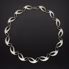 Norwegian Vermeil Sterling Silver and White Guilloche Enamel Necklace