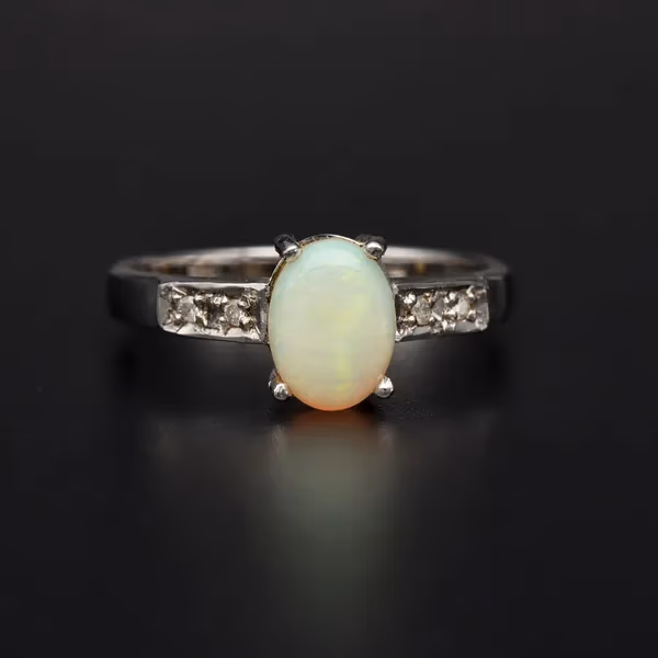 Gold Opal Diamond Ring