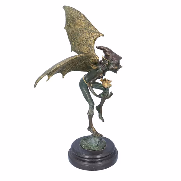 Vintage Goblin Signed Bronze Statue