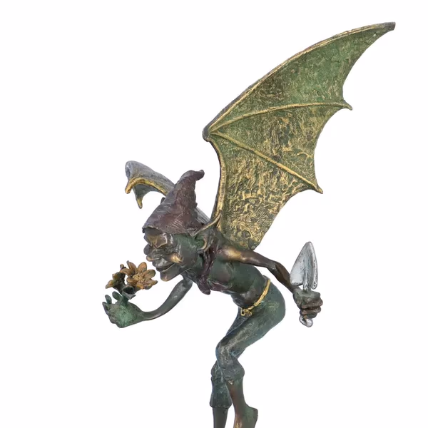 Vintage Goblin Signed Bronze Statue