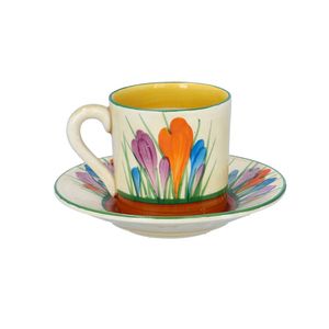 Clarice Cliff Crocus Coffee Can and Saucer