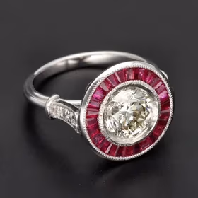 2ct Diamond & Ruby Platinum Set Ring