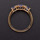 9ct Yellow Gold Three Stone Tanzanite & Diamond Ring